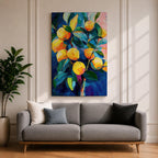 Lemon Tree Wall Art Citrus Fruit Framed Canvas Mediterranean Impasto Botanical Kitchen Home Decor