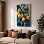Lemon Tree Wall Art Citrus Fruit Framed Canvas Mediterranean Impasto Botanical Kitchen Home Decor