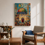 Dome of the Rock Wall Art Jerusalem Al-Aqsa Islamic Framed Canvas Mosaic Mosque Decor