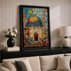 Dome of the Rock Wall Art Jerusalem Al-Aqsa Islamic Framed Canvas Mosaic Mosque Decor