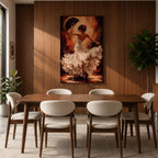 Flamenco Dancer Wall Art Spanish Dance Framed Canvas White Dress Fan Movement Decor