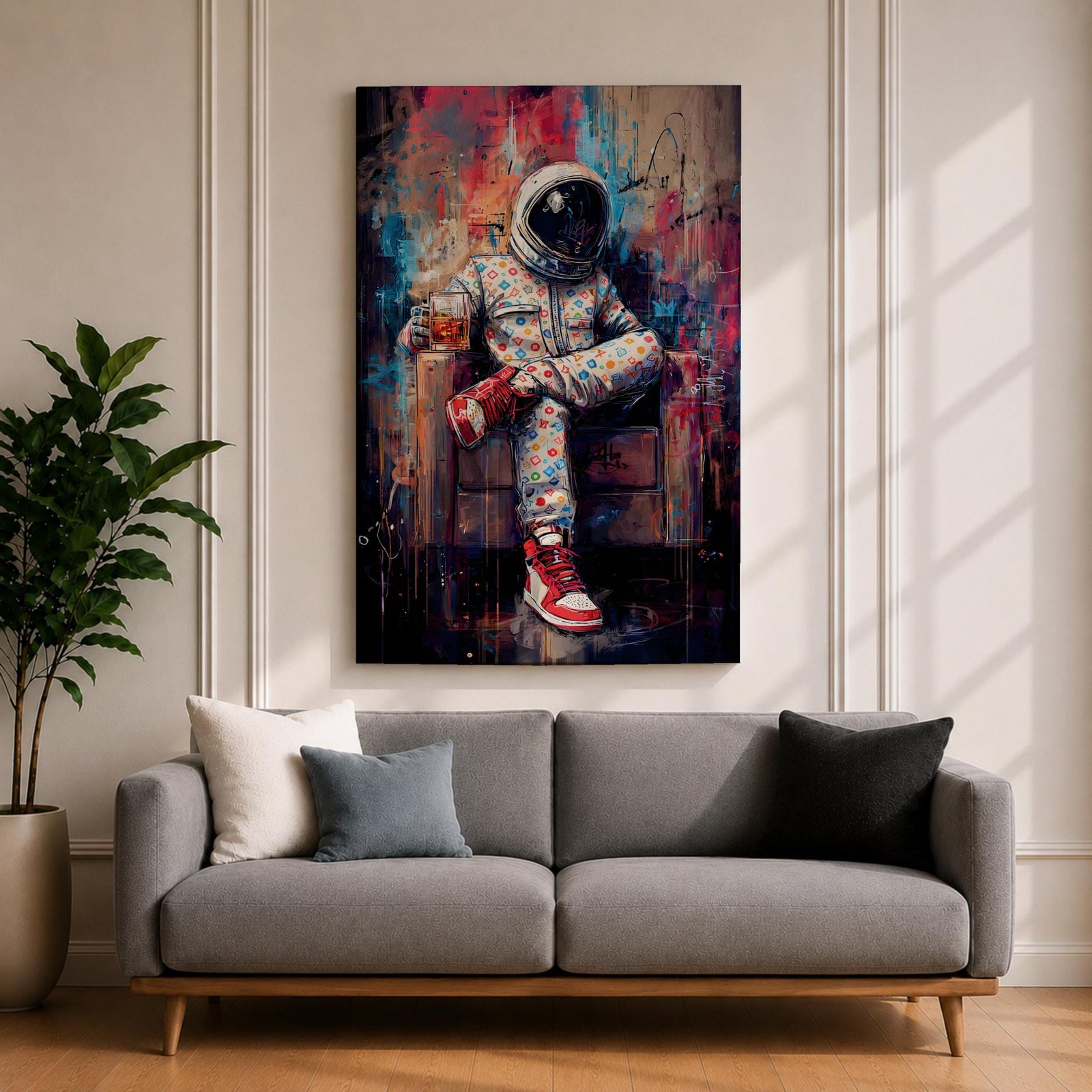 Astronaut Wall Art Street Style Space Painting Hypebeast Canvas Urban Graffiti Decor Sneaker Art
