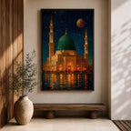 Prophet Mosque Wall Art Madinah Night Scene Framed Canvas Al Masjid Nabawi Islamic Decor
