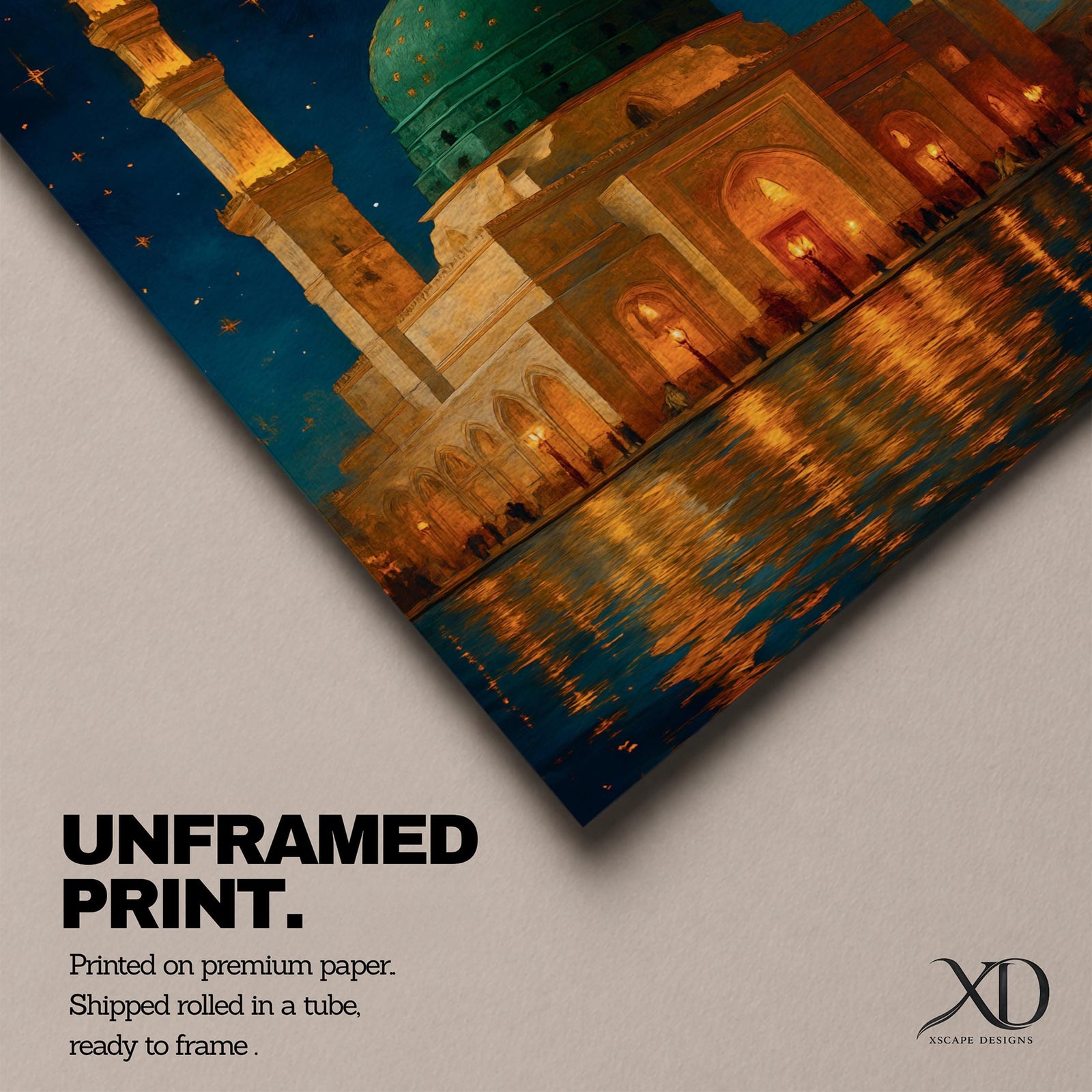Prophet Mosque Wall Art Madinah Night Scene Framed Canvas Al Masjid Nabawi Islamic Decor