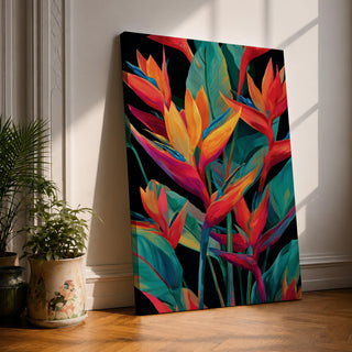 Bird of Paradise Wall Art Tropical Leaves Framed Canvas Strelitzia Botanical Boho Home Decor