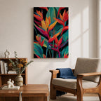 Bird of Paradise Wall Art Tropical Leaves Framed Canvas Strelitzia Botanical Boho Home Decor
