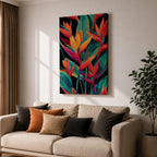 Bird of Paradise Wall Art Tropical Leaves Framed Canvas Strelitzia Botanical Boho Home Decor