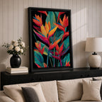 Bird of Paradise Wall Art Tropical Leaves Framed Canvas Strelitzia Botanical Boho Home Decor