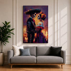 Day of the Dead Wall Art Romantic Dia de los Muertos Canvas Mexican Decor