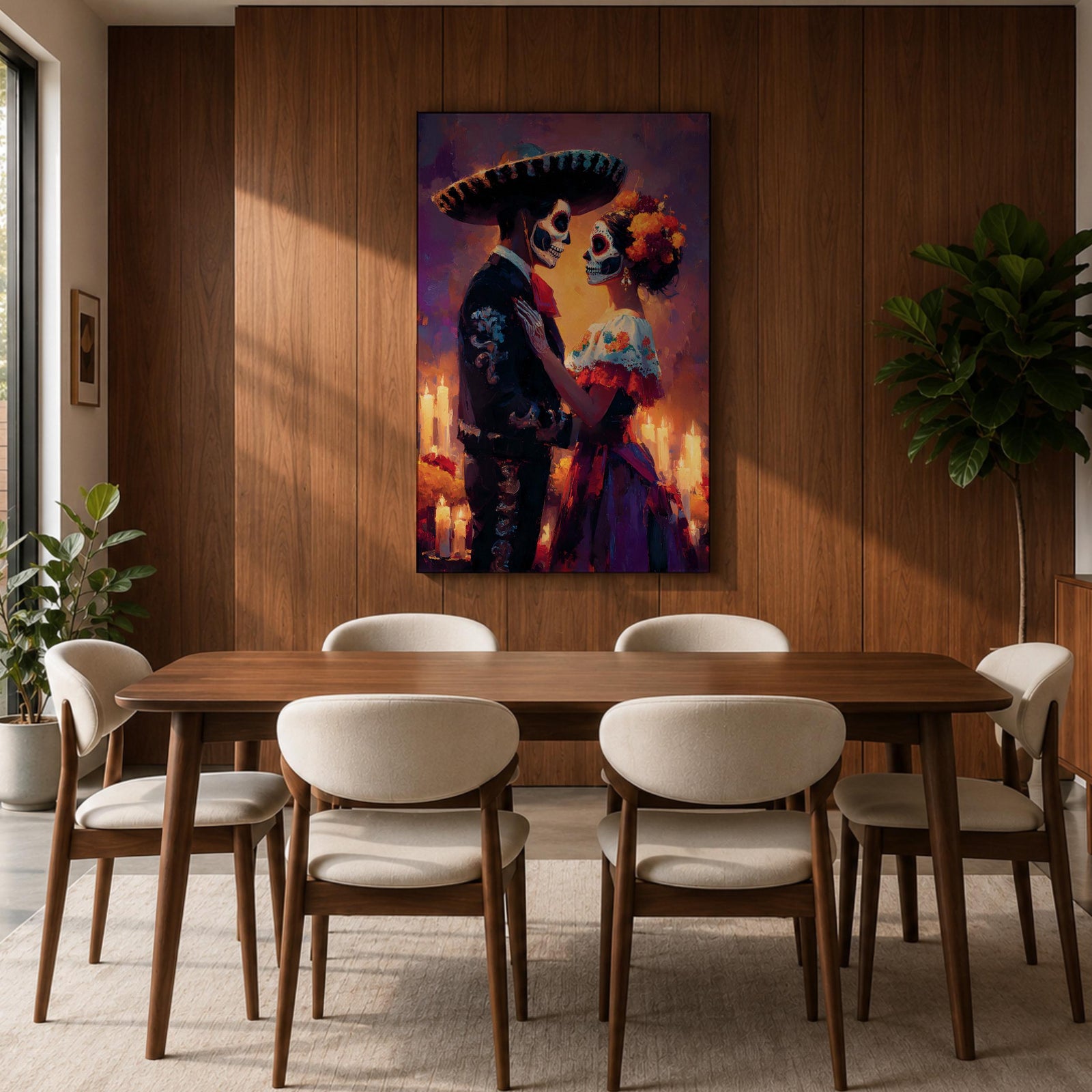 Day of the Dead Wall Art Romantic Dia de los Muertos Canvas Mexican Decor