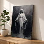 Our Lady of Lourdes Wall Art Virgin Mary Framed Canvas Minimalist Catholic Christian Decor