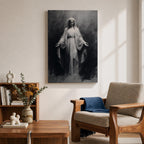Our Lady of Lourdes Wall Art Virgin Mary Framed Canvas Minimalist Catholic Christian Decor