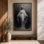 Our Lady of Lourdes Wall Art Virgin Mary Framed Canvas Minimalist Catholic Christian Decor