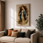 Our Lady of Lourdes Wall Art Virgin Mary Framed Canvas Grotto Rosary Catholic Decor