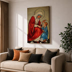 Virgin Mary and Child Wall Art Blessing Framed Canvas Madonna Christian Holy Family Decor