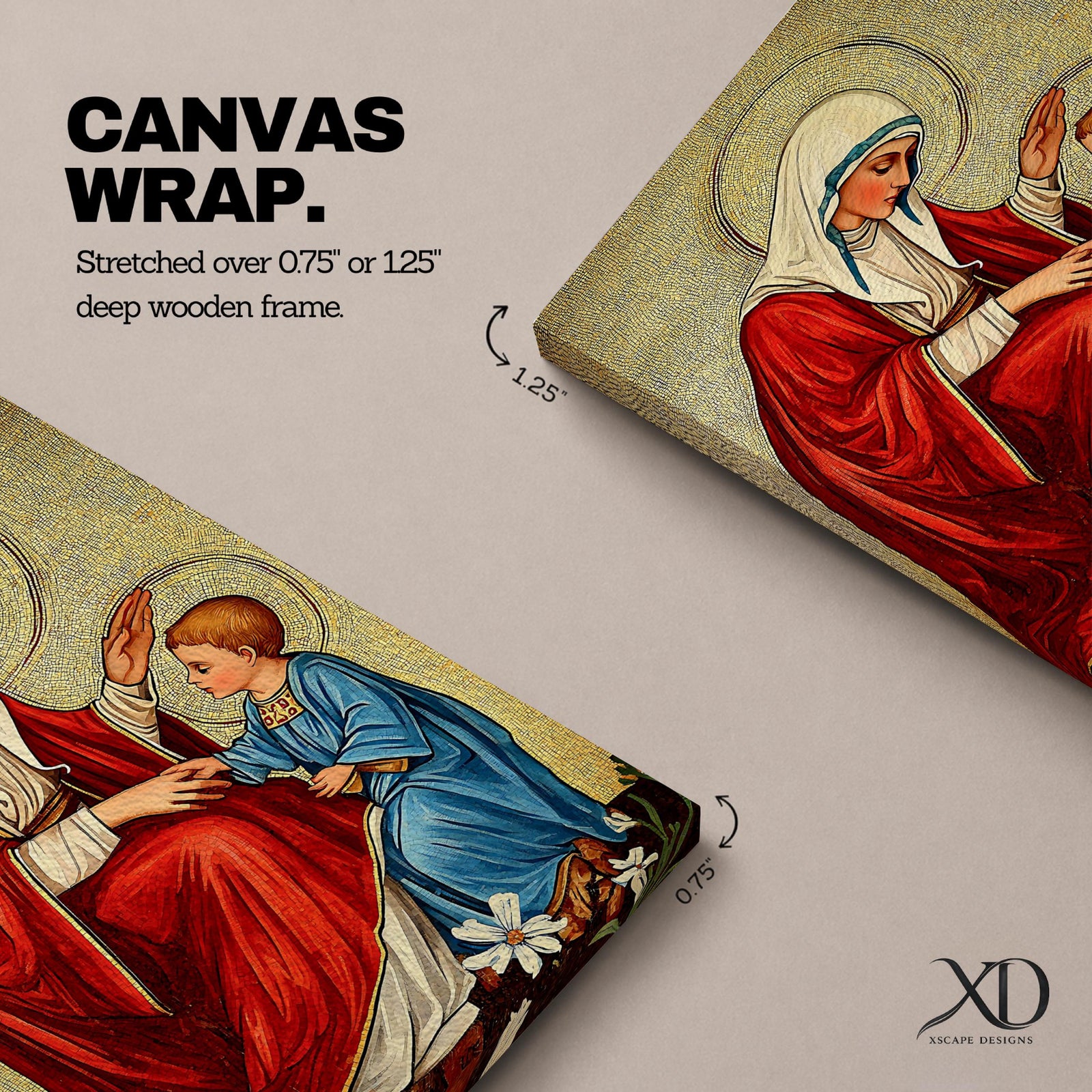 Virgin Mary and Child Wall Art Blessing Framed Canvas Madonna Christian Holy Family Decor