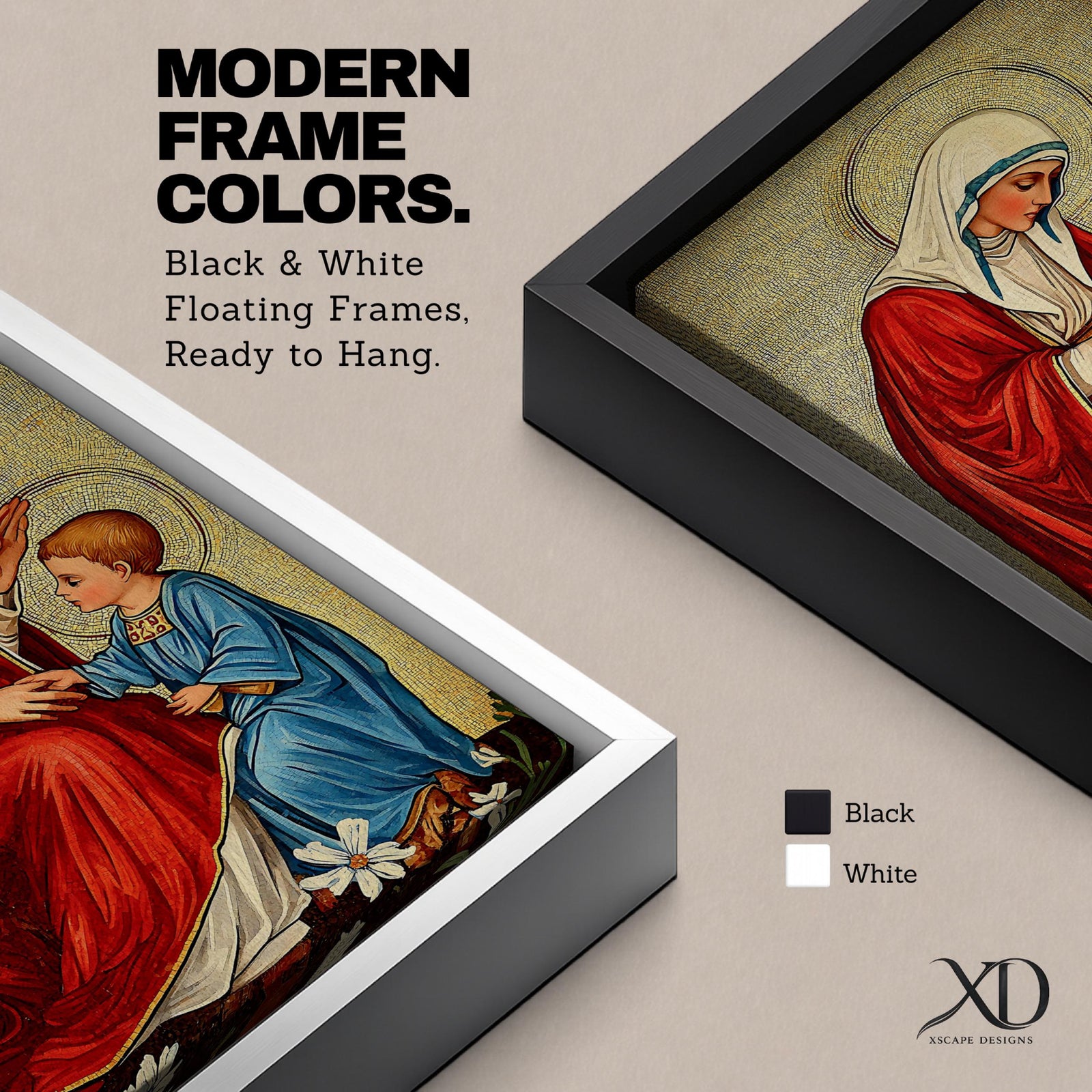 Virgin Mary and Child Wall Art Blessing Framed Canvas Madonna Christian Holy Family Decor