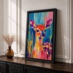 Baby Deer Wildlife Wall Art Fawn Abstract Nature Animal Forest Gift Nursery Home Decor