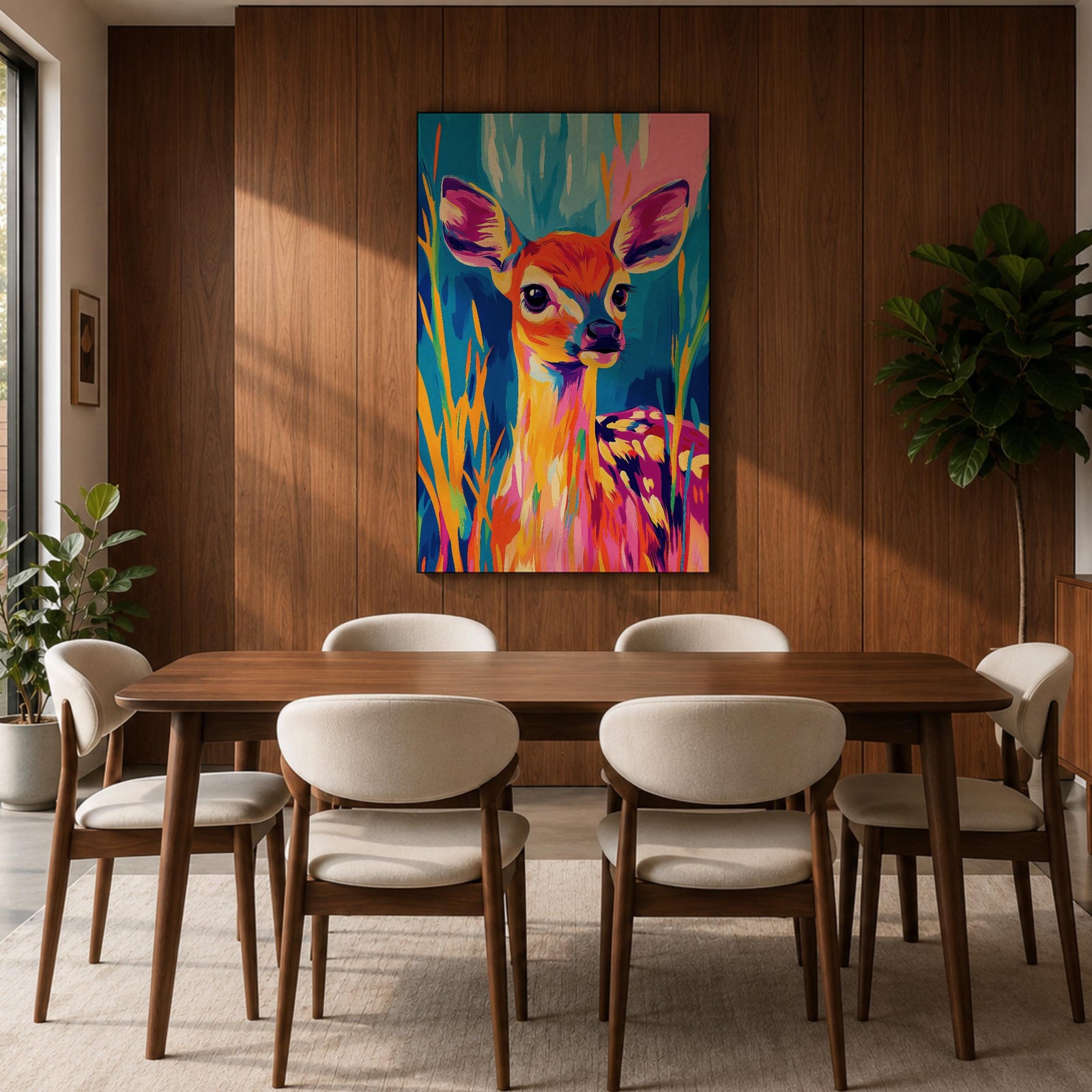 Baby Deer Wildlife Wall Art Fawn Abstract Nature Animal Forest Gift Nursery Home Decor