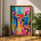 Baby Deer Wildlife Wall Art Fawn Abstract Nature Animal Forest Gift Nursery Home Decor