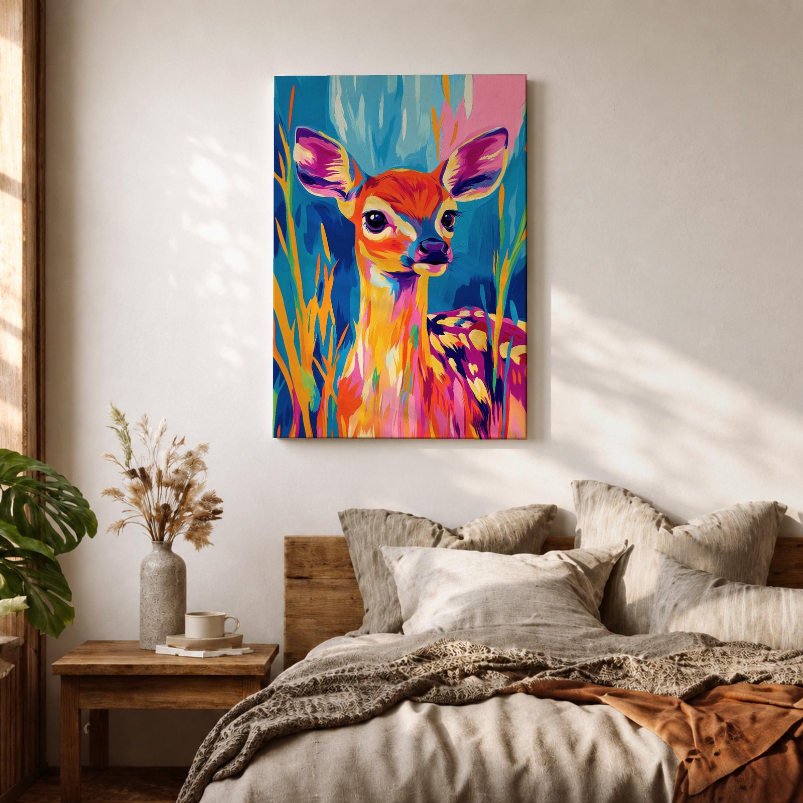 Baby Deer Wildlife Wall Art Fawn Abstract Nature Animal Forest Gift Nursery Home Decor