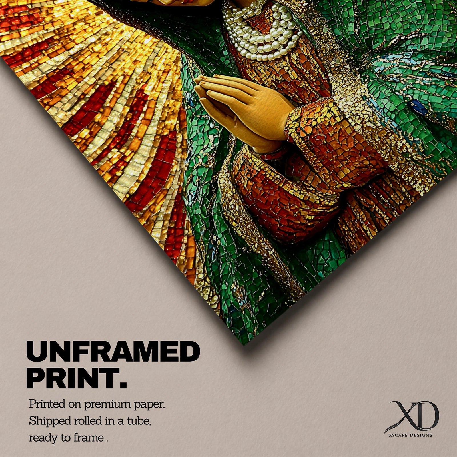 Our Lady of Guadalupe Wall Art Sunburst Framed Canvas La Morenita Mosaic Catholic Decor