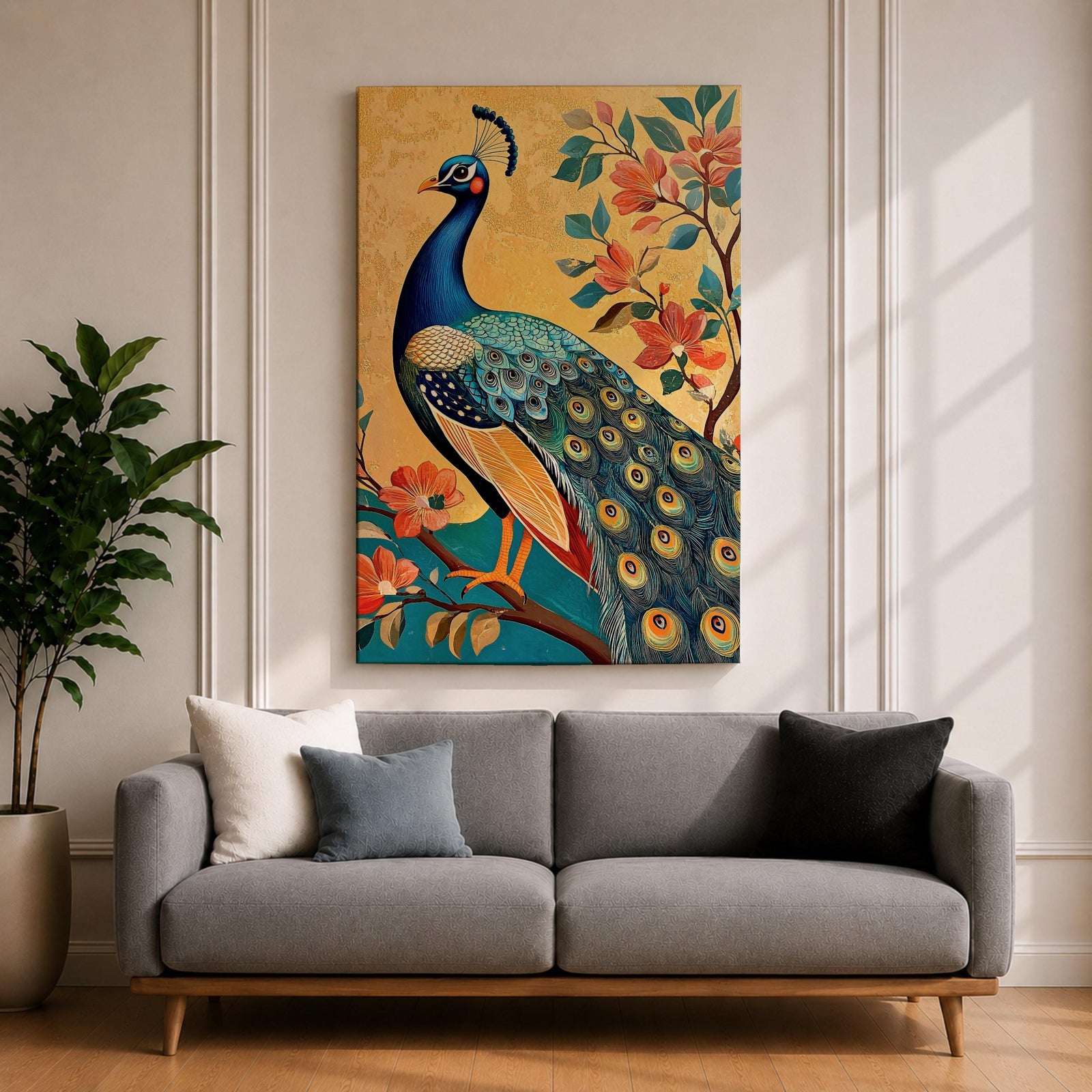 Peacock Bird Wall Art Peafowl Nature Floral Garden Wildlife Gift Living Room Home Decor