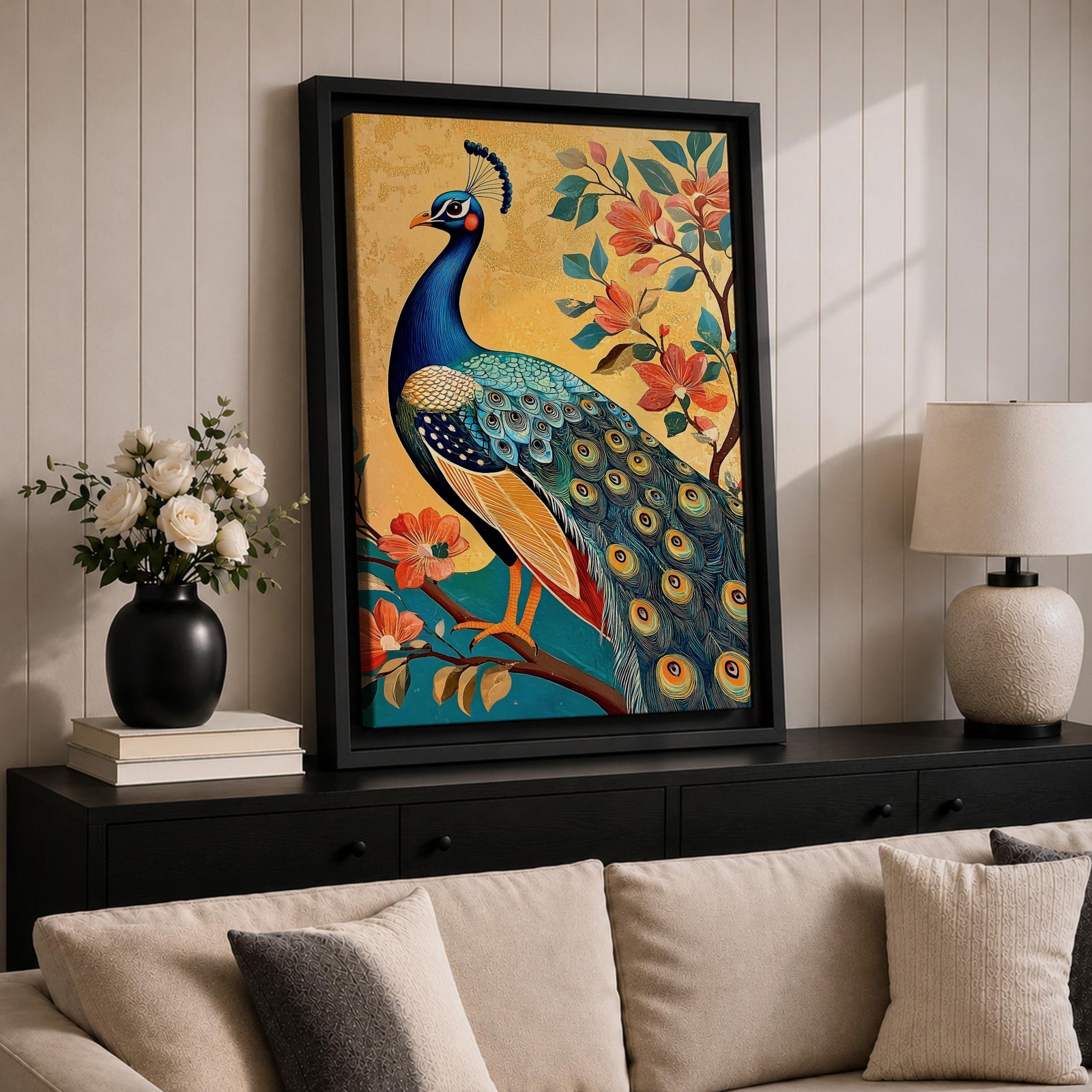 Peacock Bird Wall Art Peafowl Nature Floral Garden Wildlife Gift Living Room Home Decor