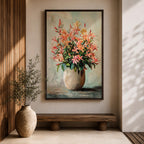 Azalea Bouquet Wall Art Flower Vase Framed Canvas Botanical Farmhouse Rustic Bloom Home Decor