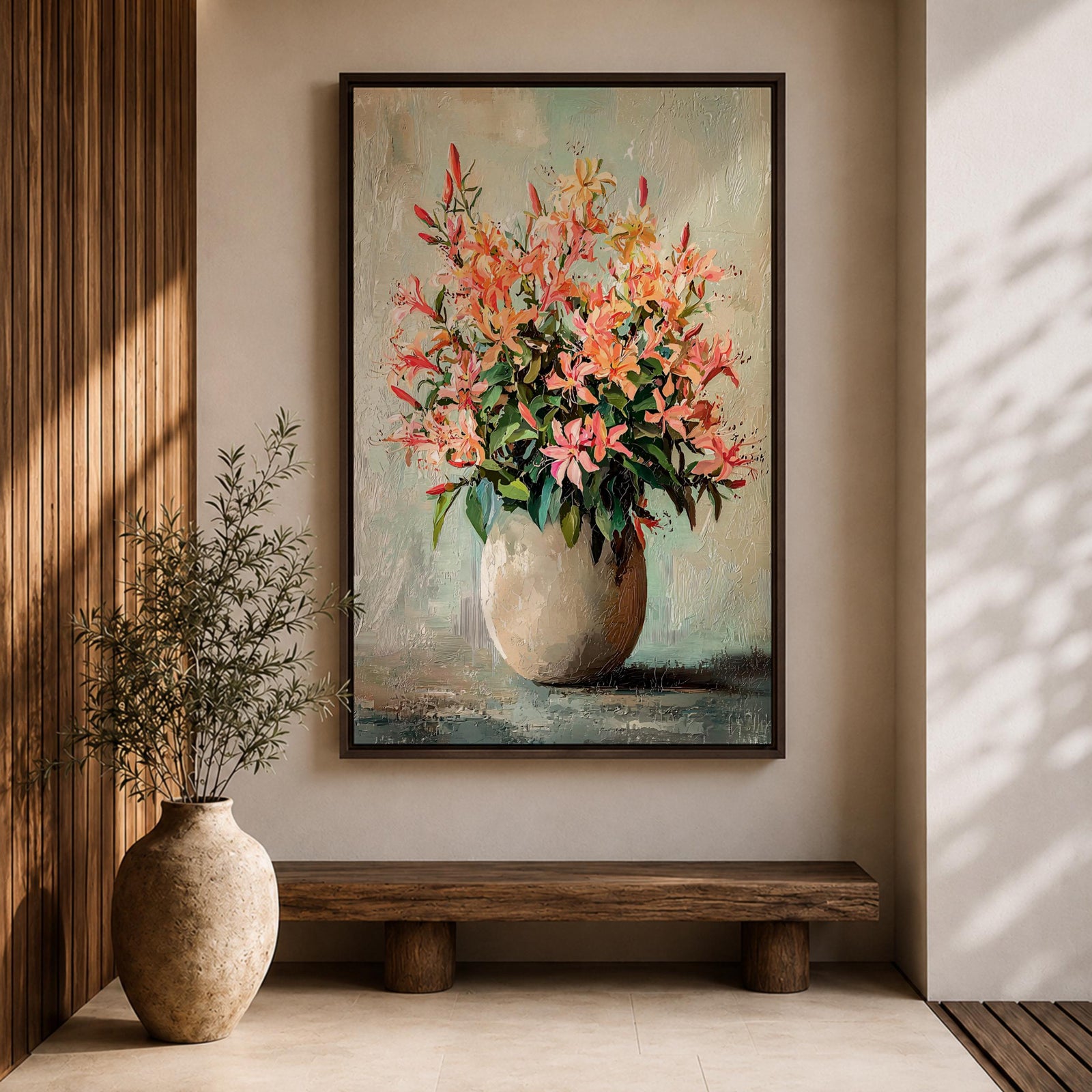 Azalea Bouquet Wall Art Flower Vase Framed Canvas Botanical Farmhouse Rustic Bloom Home Decor
