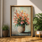 Azalea Bouquet Wall Art Flower Vase Framed Canvas Botanical Farmhouse Rustic Bloom Home Decor