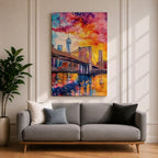 Brooklyn Bridge Wall Art New York Manhattan Skyline Cityscape Gift Living Room Home Decor