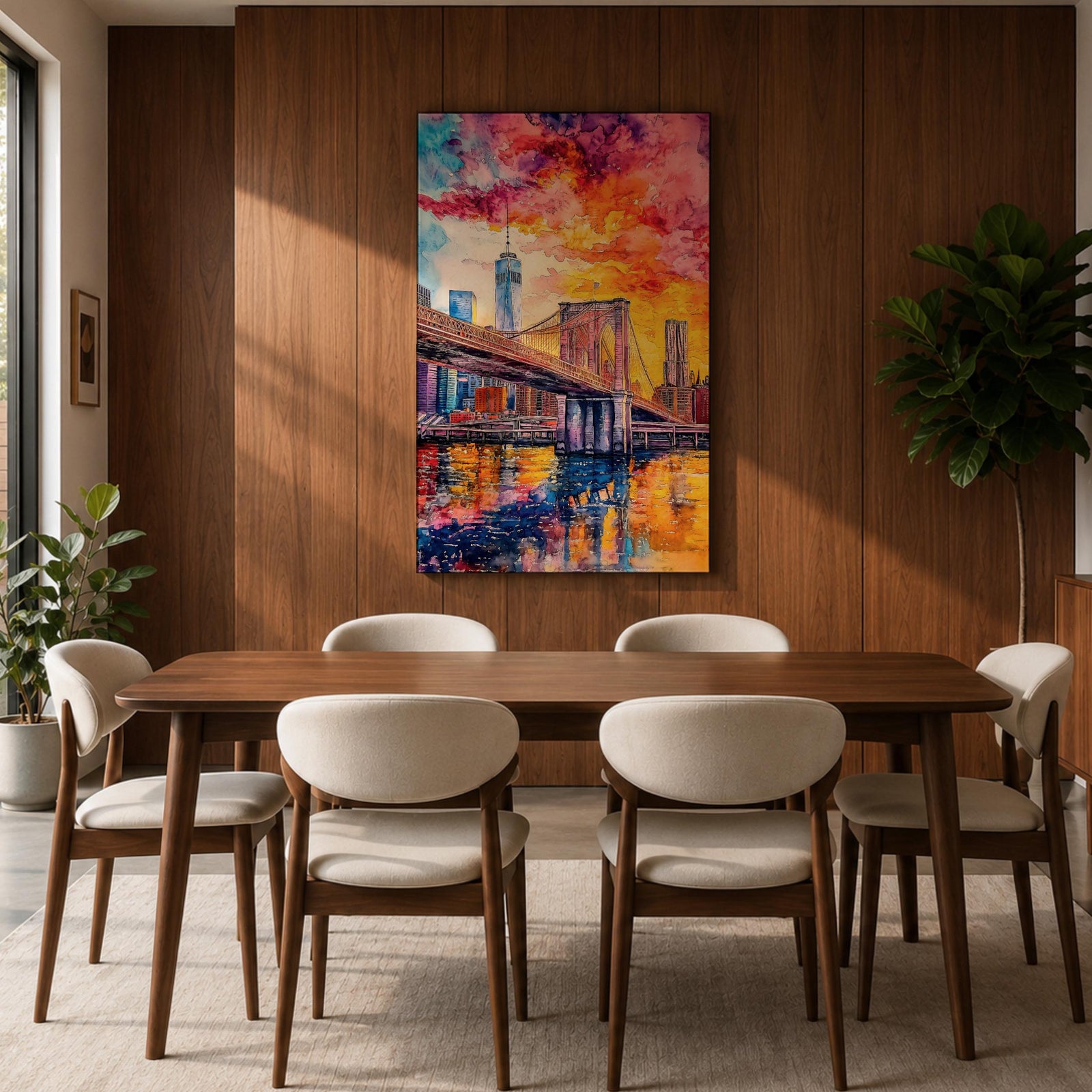 Brooklyn Bridge Wall Art New York Manhattan Skyline Cityscape Gift Living Room Home Decor