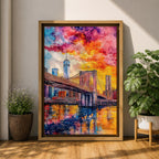 Brooklyn Bridge Wall Art New York Manhattan Skyline Cityscape Gift Living Room Home Decor