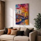 Brooklyn Bridge Wall Art New York Manhattan Skyline Cityscape Gift Living Room Home Decor
