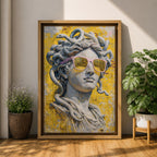 Medusa Wall Art Greek Mythology Framed Canvas Statue Sunglasses Modern Pop Art Decor