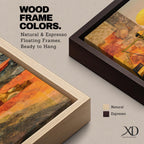 A tall vertical abstract composition features the scales of justice centered in a geometric arrangement, with balanced plates suspended on a slender structure, set against layered shapes of warm gold, amber, and muted earth tones, with textured overlays and subtle landscape elements creating a modern symbolic interpretation of legal balance.