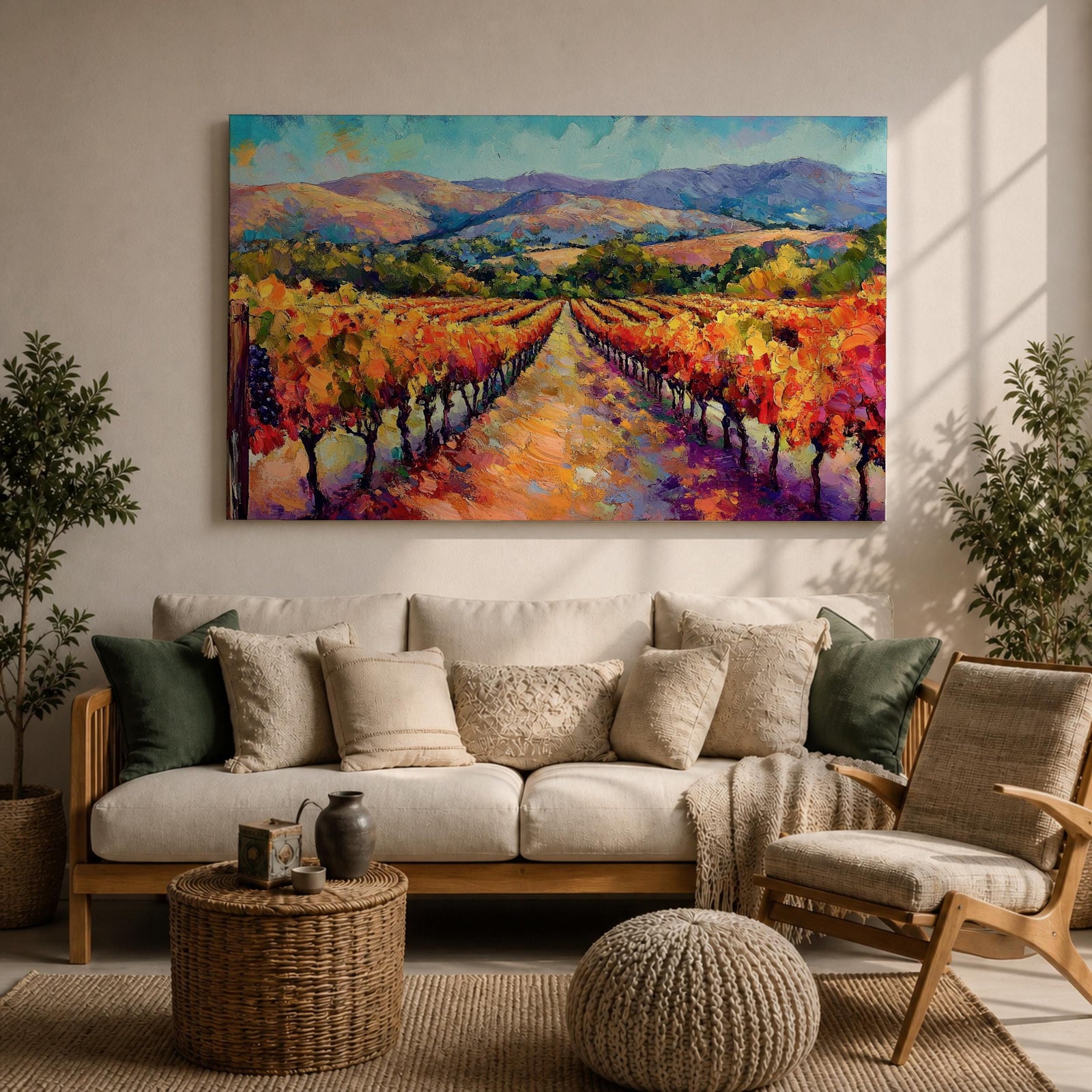 Vineyard Landscape Wall Art Wine Country Framed Canvas Mediterranean Rustic Decor Gift Home Decor