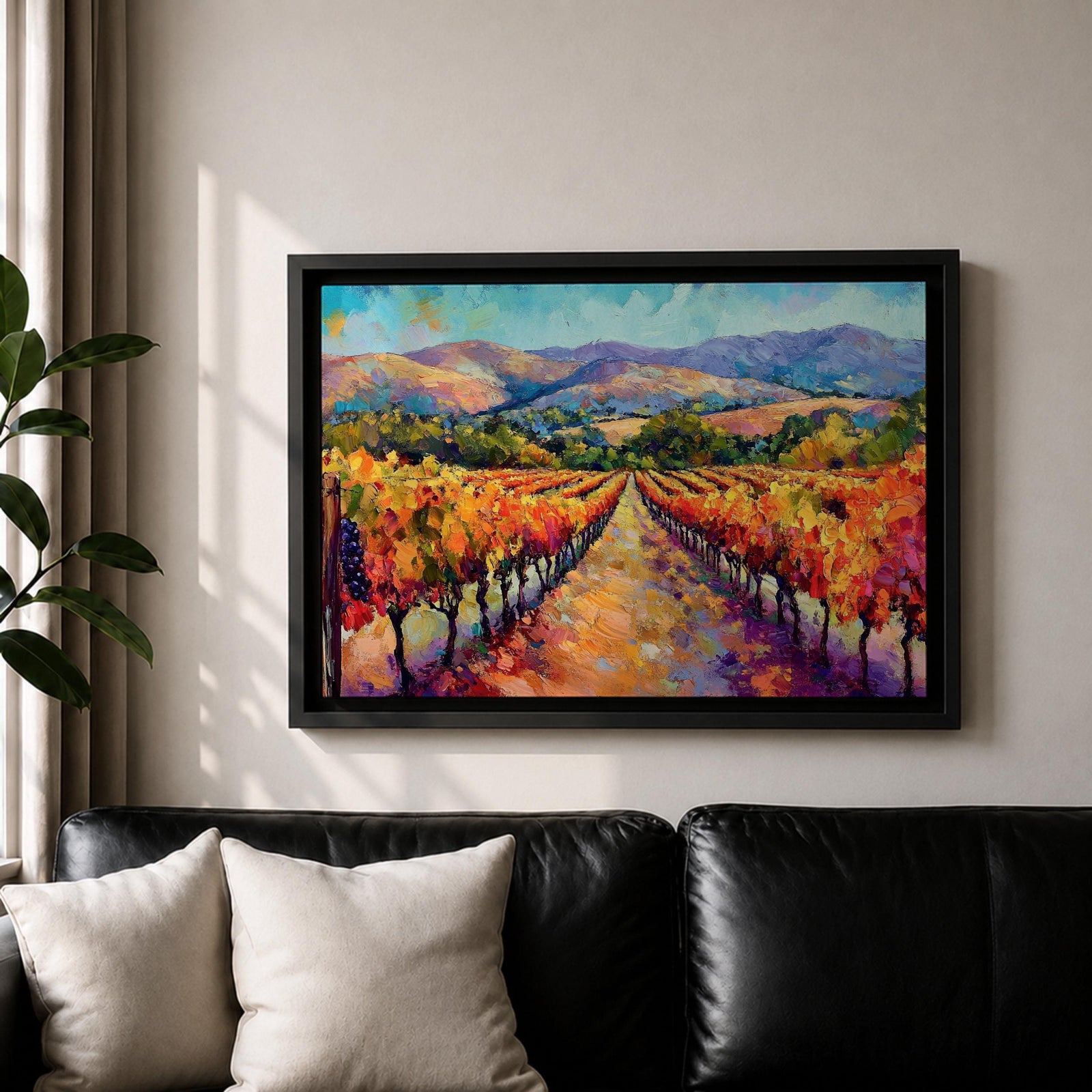 Vineyard Landscape Wall Art Wine Country Framed Canvas Mediterranean Rustic Decor Gift Home Decor