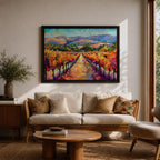 Vineyard Landscape Wall Art Wine Country Framed Canvas Mediterranean Rustic Decor Gift Home Decor