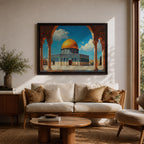 Masjid Al Aqsa Wall Art Arch View Framed Canvas Qubbat Sakhrah Impasto Islamic Decor