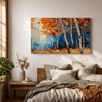 Birch Forest Wall Art Aspen Grove Framed Canvas Autumn Impasto Landscape Rustic Home Decor