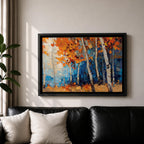 Birch Forest Wall Art Aspen Grove Framed Canvas Autumn Impasto Landscape Rustic Home Decor