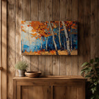 Birch Forest Wall Art Aspen Grove Framed Canvas Autumn Impasto Landscape Rustic Home Decor