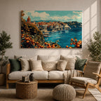 Amalfi Coast Wall Art Sorrento Italy Framed Canvas Mediterranean Coastal Living Room Decor
