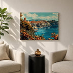 Amalfi Coast Wall Art Sorrento Italy Framed Canvas Mediterranean Coastal Living Room Decor