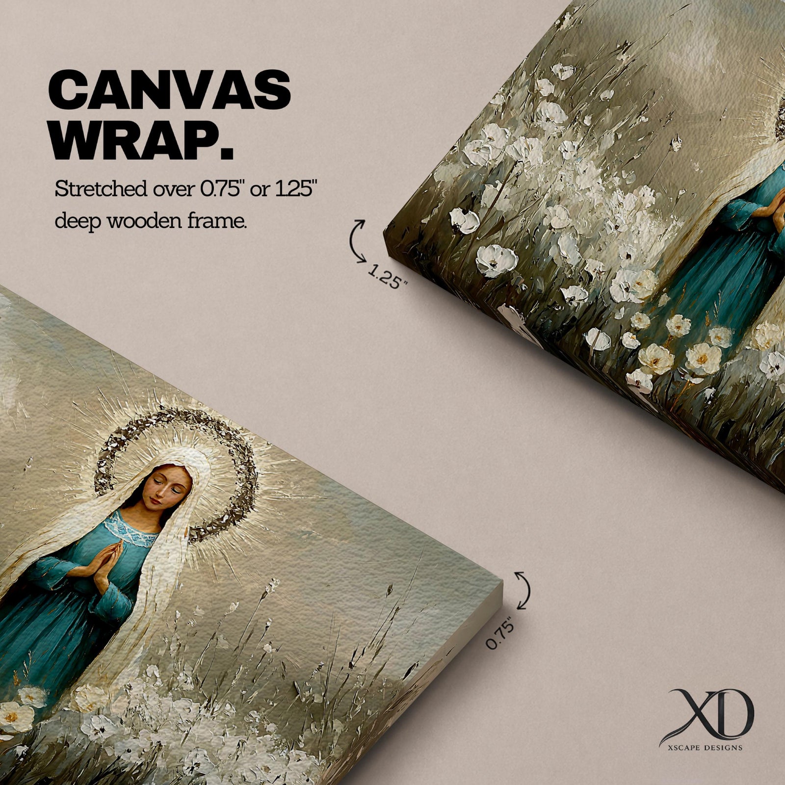 Virgin Mary Wall Art Our Lady of Grace Framed Canvas Catholic Prayer Home Decor