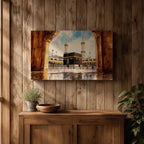 Kaaba Wall Art Arch View Framed Canvas Baitullah Tawaf Pilgrims Islamic Home Decor