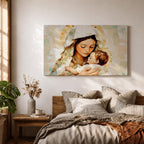 Virgin Mary Baby Jesus Wall Art Madonna and Child Framed Canvas Catholic Home Decor
