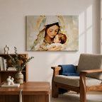 Virgin Mary Baby Jesus Wall Art Madonna and Child Framed Canvas Catholic Home Decor
